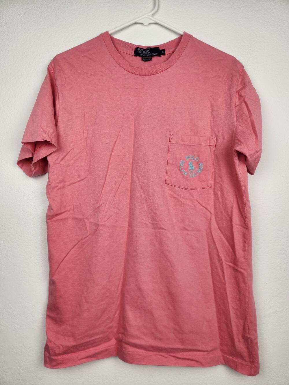 Polo by Ralph Lauren T-Shirt Men Small Pink/Coral Pocket Logo Short Sleeve